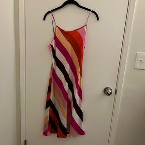 DVF SILK Diane Von Furstenberg Lea Carson Stripe Foxglove Dress Slip
